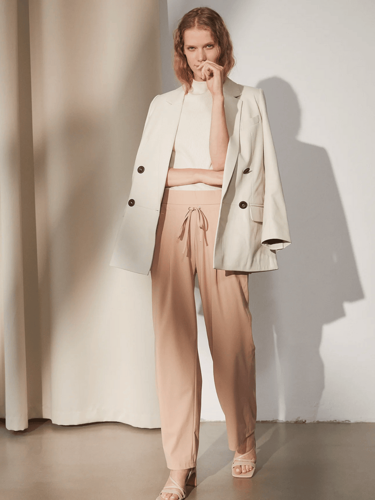 Raffaello Rossi Candice Straight Pant in Cashew Beige Raffaello Rossi european pant Candy Jersey Jogger Pant comfortable flattering pull on pant signature of double bay official stockist online in store sydney australia