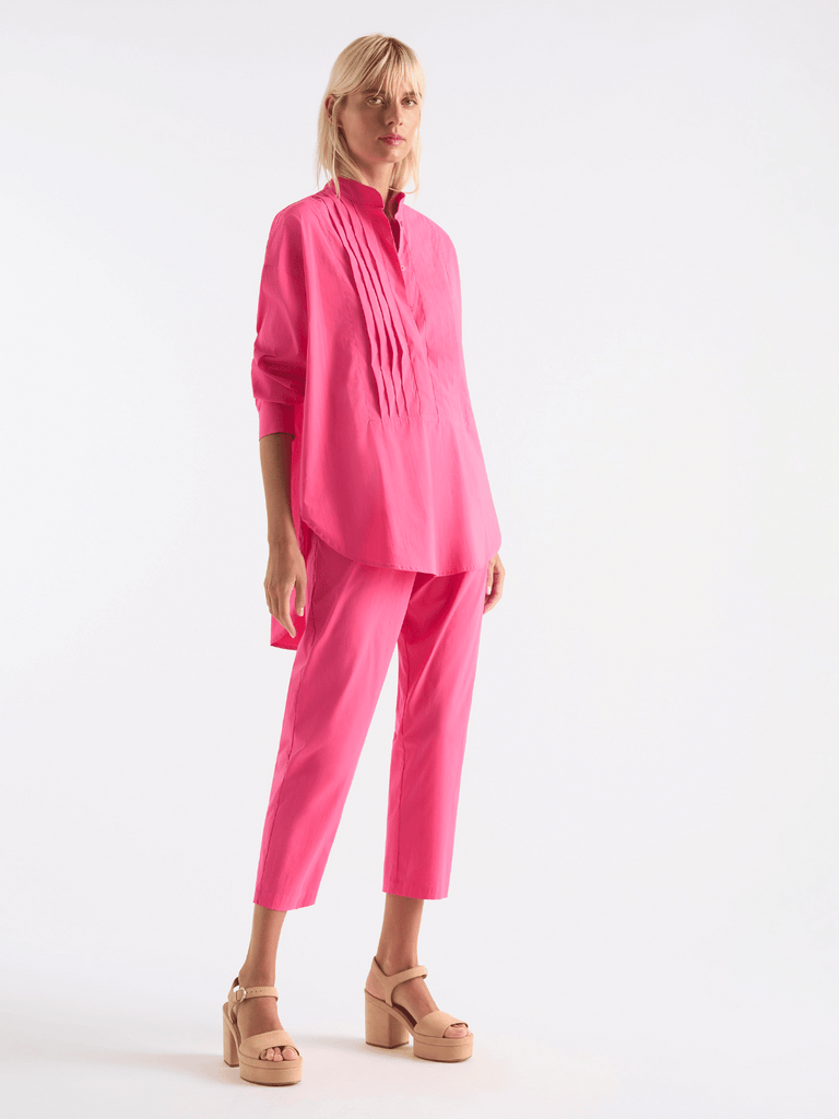 Mela Purdie Tux Shirt in Hibiscus Pink 8240 modern long sleeve shirt mela purdie stockist online sydney australia