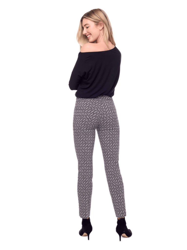 28" Tummy Control Pant in Mod Navy Network Pattern 67918 Up Pants Tummy control stockist online Australia flattering body contouring shaping pants high rise waistband signature of double bay Sydney fashion