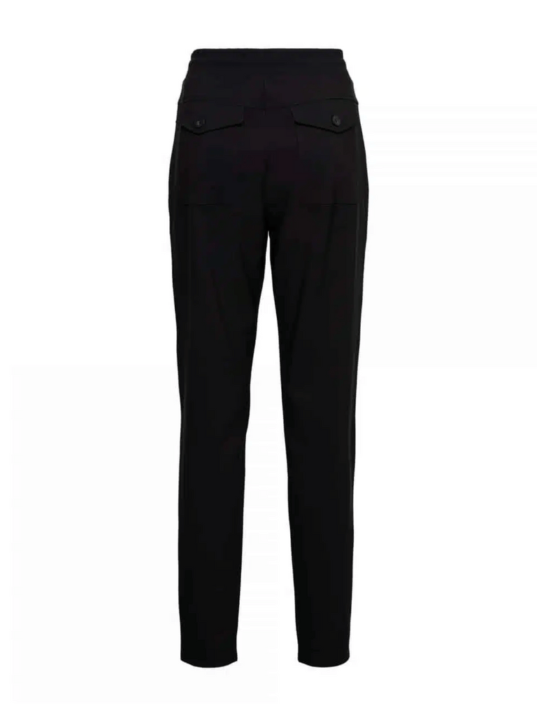 &Co Woman Netherlands Penny Pull On Travel Pant in Black wrinkle free travel pant stretch fabric elastic waistband comfortable stretch Online Stockist &co woman travel wear travel clothing online sydney australia lightweight easy care wardrobe essentials