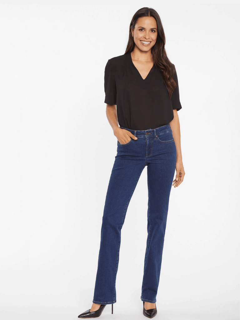 Marilyn Straight Jean in Quinn medium blue wash Not Your Daughter's jeans comfortable tummy control jean pants sustainable made for women. Women tummy control jeans built in shape wear Not your daughters jeans stockist online sydney