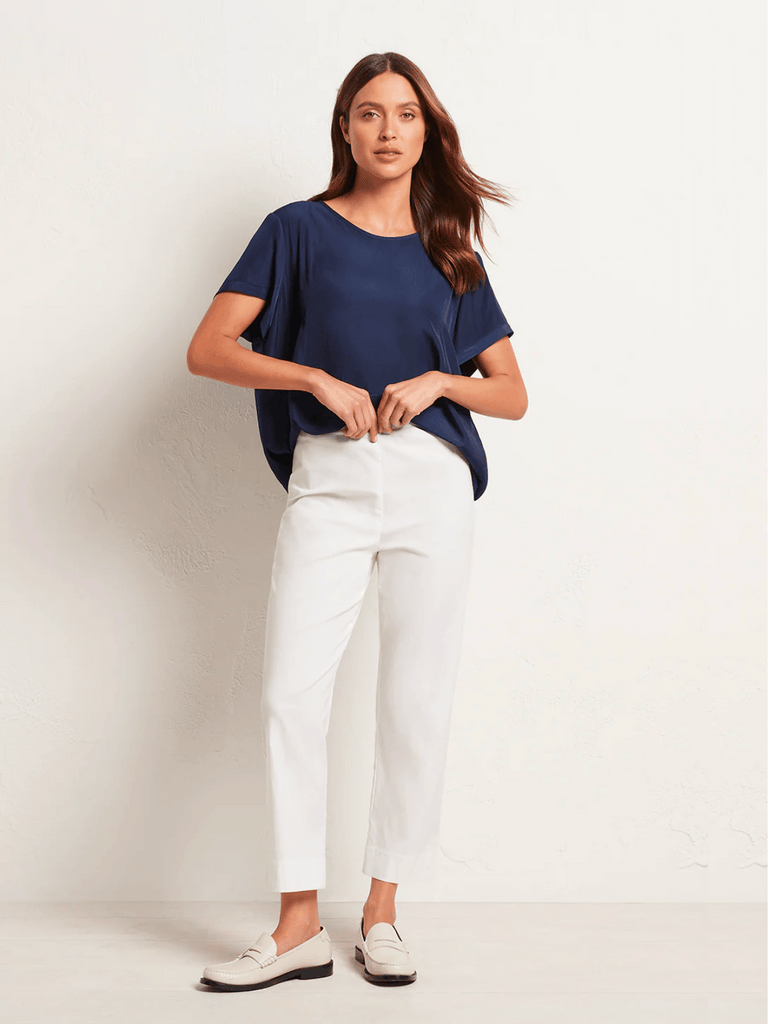 Mela Purdie Cropped Pant in White 1348 fashionable stretch cropped pants Mela Purdie Stockist Online Australia Signature of Double Bay