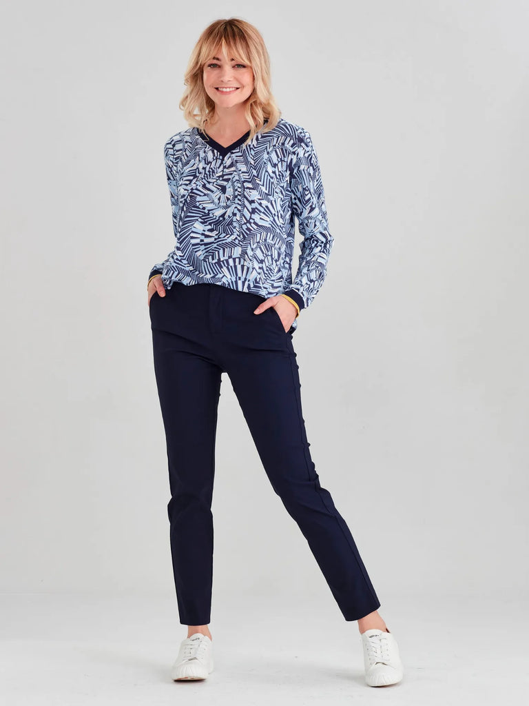 VERGE Blaze Slim Leg Ankle Pant in Ink Blue 8526 This stylish and versatile ankle-length dress pant is designed with a slim leg profile that flatters the figure Verge Stockist Online Australia Signature of Double Bay Mature Fashion Acrobat Flattering