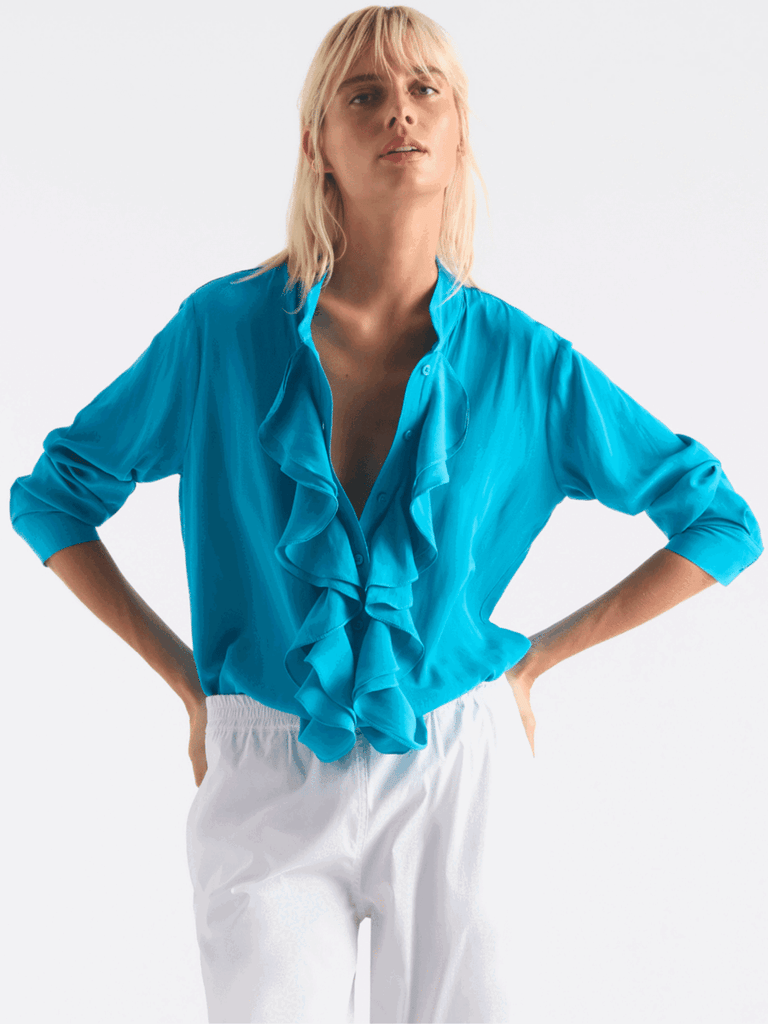 Mela Purdie stockist online Signature of Double Bay Shop Mela Purdie aqua ruffle shirt, check shirt, mela purdie navy dress and more online australia