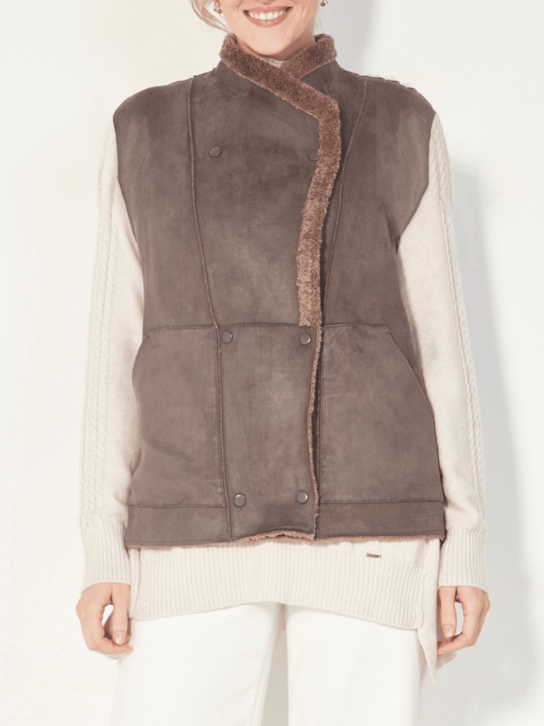 VERGE Switch Vest Gunmetal Verge Stockist Online Australia Signature of Double Bay Mature Fashion Acrobat Flattering