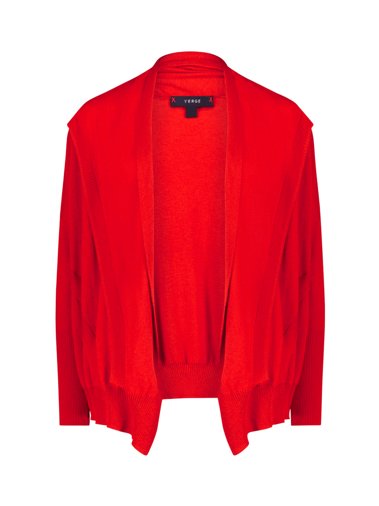 VERGE dropped shoulder Angle Cardi in Spice Red 8664 Verge Stockist Online Australia Signature of Double Bay Mature Fashion