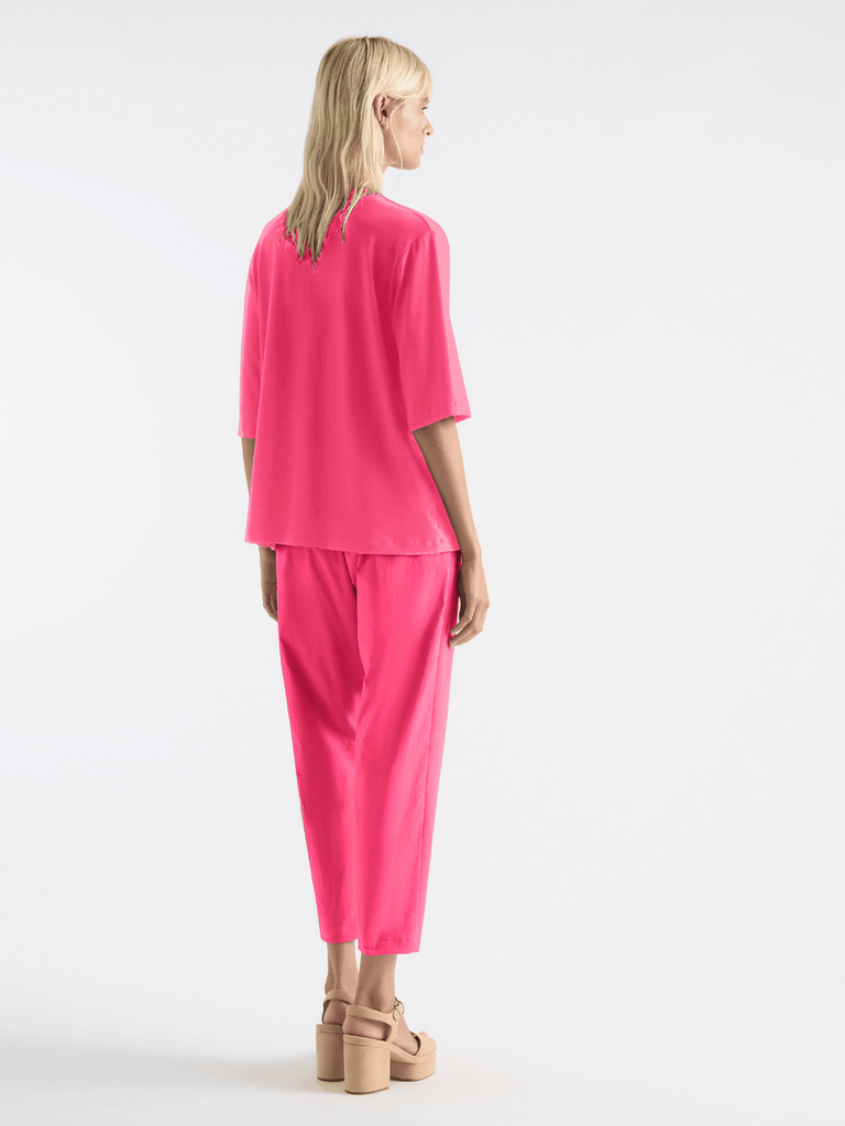 Mela Purdie V Stretch Plaza Top in Hibiscus Pink 8323 - Effortless Style and Relaxed Fit womens blouse Mela Purdie stockist sydney australia online