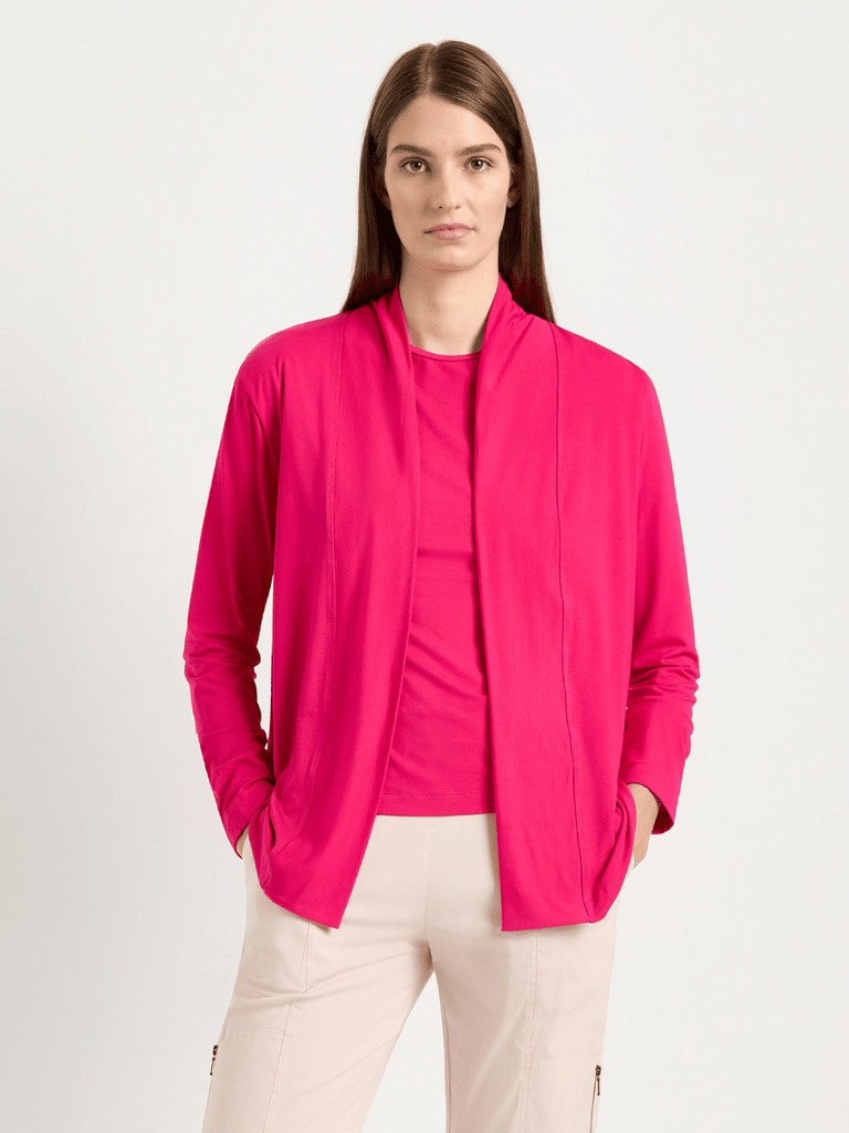 Mela Purdie Long Sleeve Pull-On Jacket in Cerise Pink 4173 Mela Purdie Stockist Online Australia Signature of Double Bay Tops Dresses Elegant Clothing