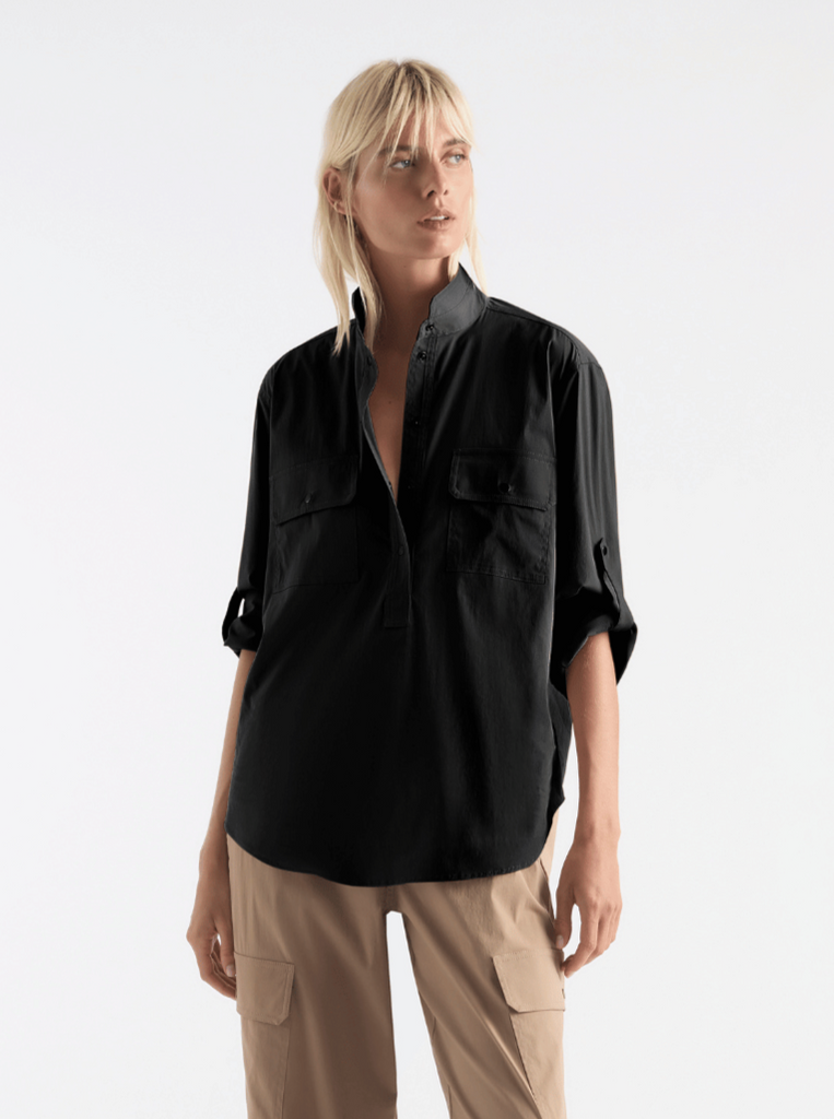 Mela Purdie Stud Cargo Shirt in Black 8310 - Versatile and Functional Women’s Utility Shirt Mela Purdie Stockist Online Sydney Australia
