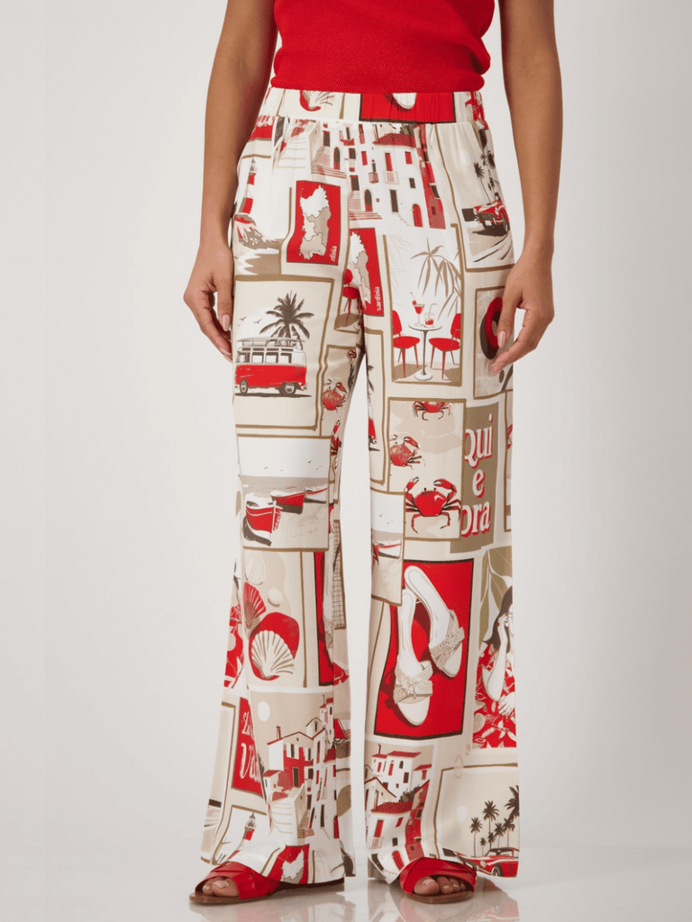Monari Wide-Leg Trousers in Red Polaroid Print Discover the Elegant Monari Collection at Signature of Double Bay, Shop Stylish Knitwear, Dresses, and Tops Online from Sydney's Premier Mature Fashion Boutique