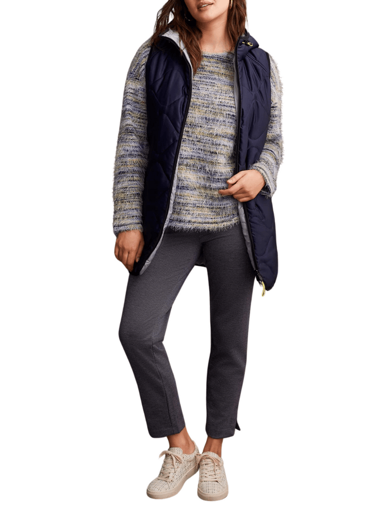 TRIBAL FASHION CANADA 2-in-1 Reversible Soft Quilted Puffer Vest Navy/Silver 3376 Official Tribal Fashion Canada Stockist Sydney Australia Online Buy Signature of Double Bay