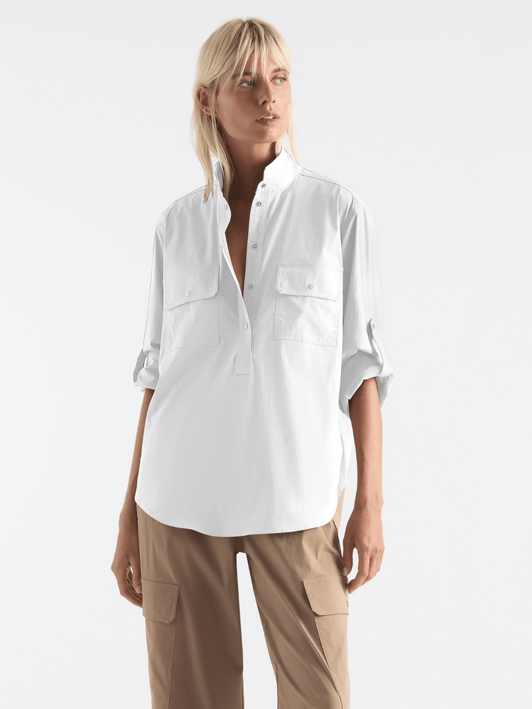 Mela Purdie Stud Cargo Shirt in White 8310 - Versatile and Functional Women’s Utility Shirt Mela Purdie Stockist Online Sydney Australia