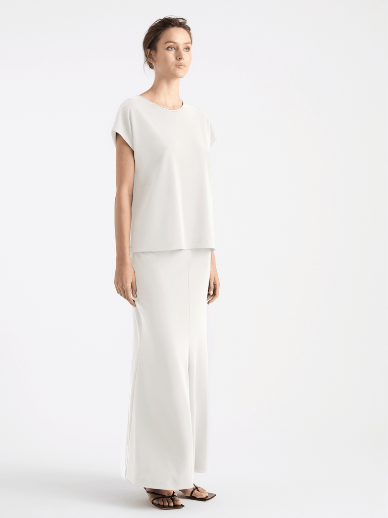 Mela Purdie Cap Sleeve Relaxed Fit Cap Shell Top in Cream 8365 Mela Purdie Stockist Online Australia Signature of Double Bay Tops Dresses Elegant Clothing