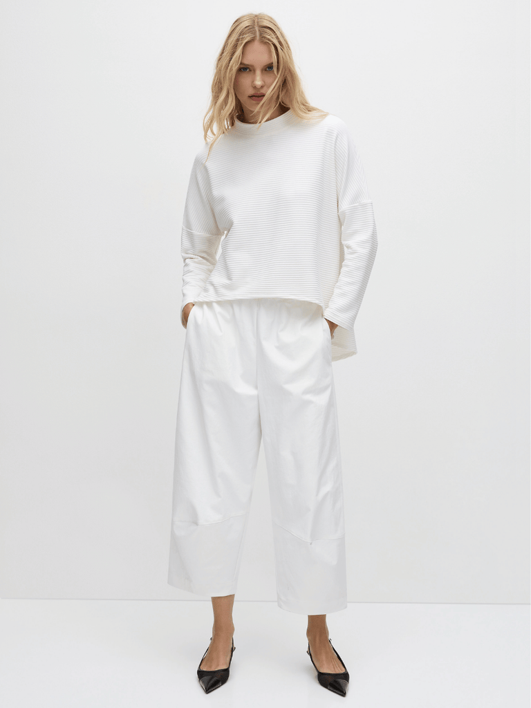 Mela Purdie Arc Sweater in Cream Ridge Ponte 8617 Mela Purdie Stockist Online Australia Signature of Double Bay Tops Dresses Elegant Clothing