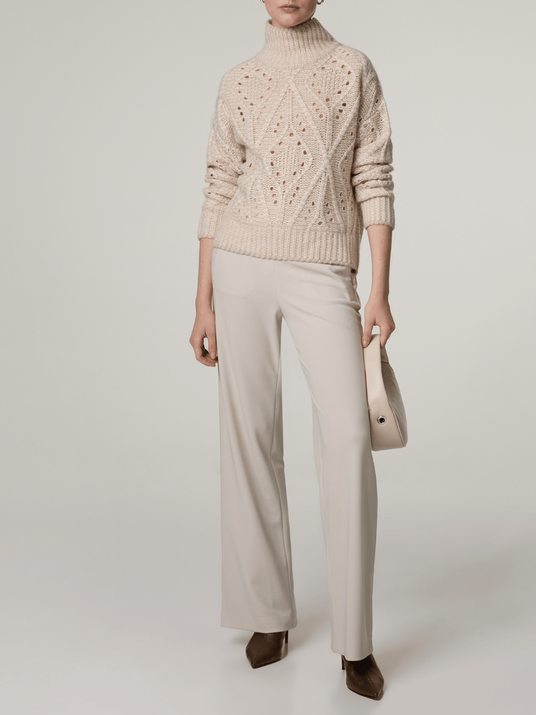 Raffaello Rossi Palina Long Crepe Culottes in Beige chic jogging style pants officewear comfortable and elegant travel pant Raffaello Rossi Candy Pant online stockist Australia relaxed comfortable black drawstring pants online Australia Signature of Double Bay Raffaello Rossi Pants online
