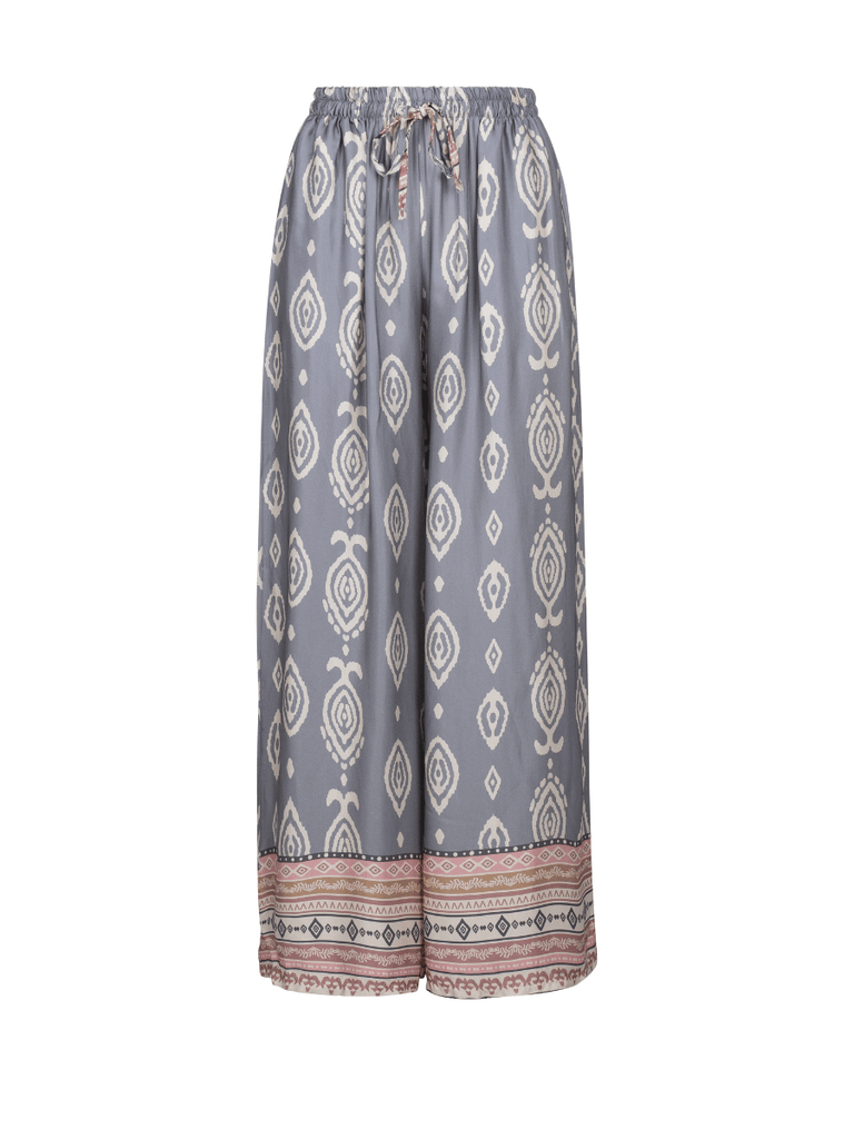Astrid Fashion Italy Wide Leg Contrast Border Pant in Grey Print Astrid women’s clothing collection feminine, versatile style shop now at Signature of Double Bay Sydney Australia online stockist luxury womens fashion