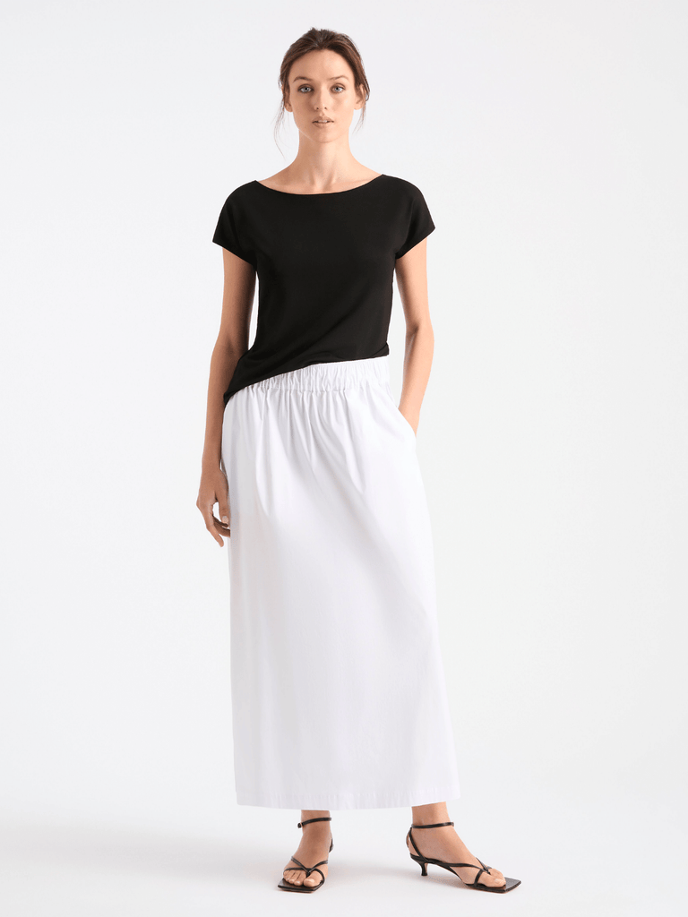 Mela Purdie Boat Neck Short Sleeve Raglan Shell Top in Black 212 Mela Purdie Stockist Online Australia Signature of Double Bay Tops Dresses Elegant Clothing