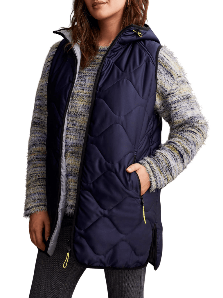 TRIBAL FASHION CANADA 2-in-1 Reversible Soft Quilted Puffer Vest Navy/Silver 3376 Official Tribal Fashion Canada Stockist Sydney Australia Online Buy Signature of Double Bay