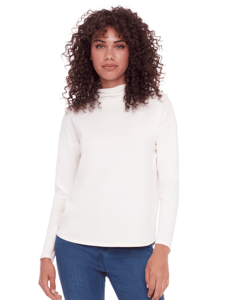 Up! Pants Long Sleeve Funnel Neck Top White 30319 Up Pants Tummy control stockist online Australia flattering body contouring shaping pants high rise waistband signature of double bay Sydney fashion