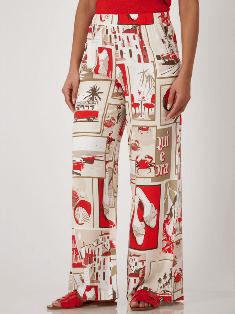 Monari Wide-Leg Trousers in Red Polaroid Print Discover the Elegant Monari Collection at Signature of Double Bay, Shop Stylish Knitwear, Dresses, and Tops Online from Sydney's Premier Mature Fashion Boutique