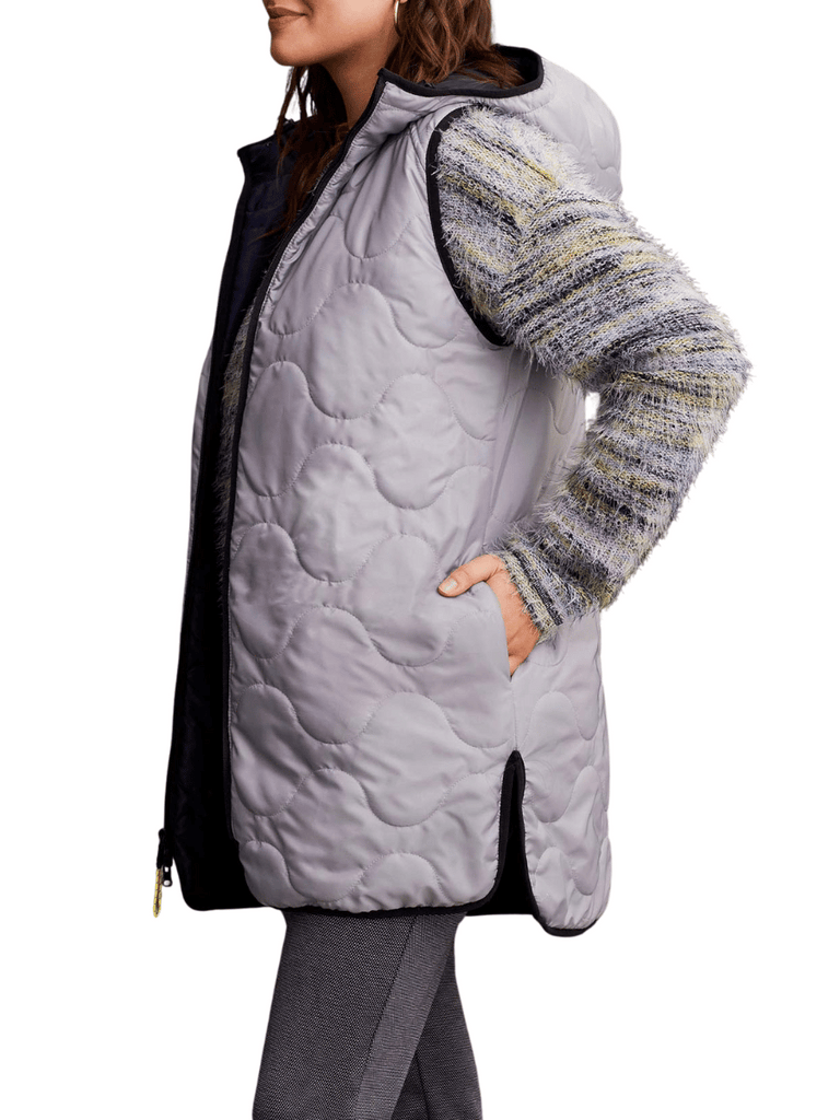 TRIBAL FASHION CANADA 2-in-1 Reversible Soft Quilted Puffer Vest Navy/Silver 3376 Official Tribal Fashion Canada Stockist Sydney Australia Online Buy Signature of Double Bay