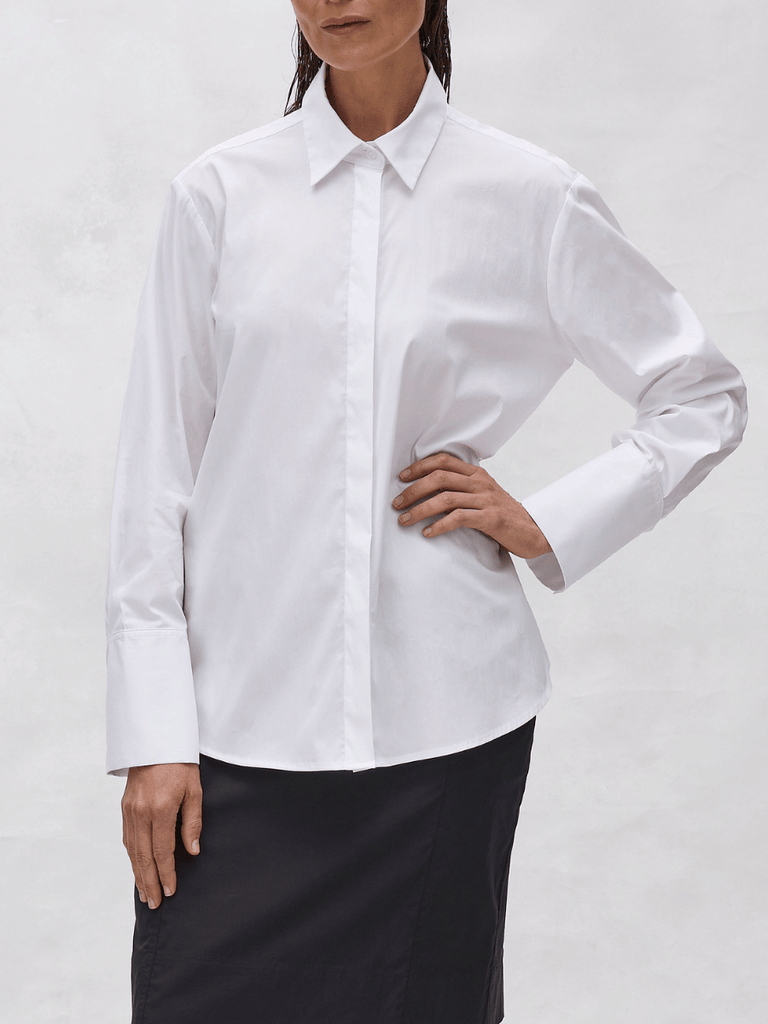 Mela Purdie Smooth Shirt in White 8560 Mela Purdie Stockist Online Australia Signature of Double Bay Tops Dresses Elegant Clothing