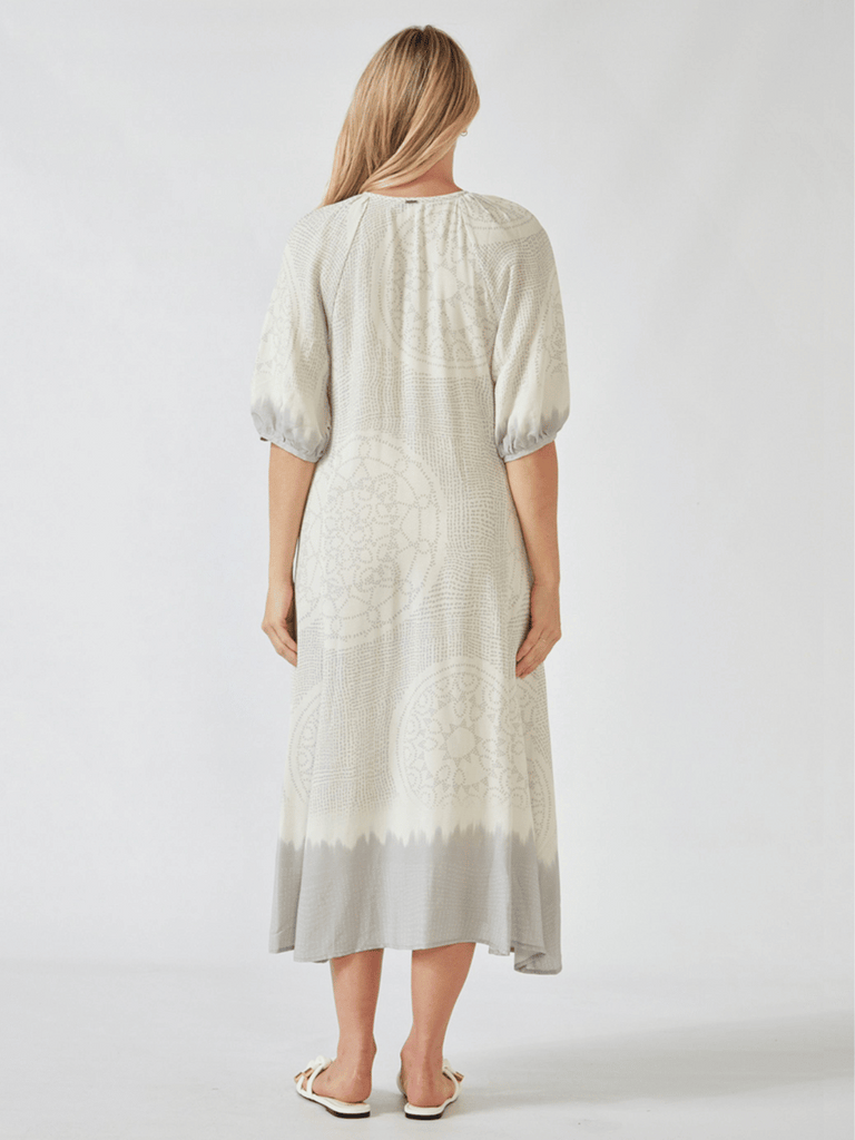 VERGE Coya Print Dress in Pumice 9521 Verge Stockist Online Australia Signature of Double Bay Mature Fashion Acrobat Flattering