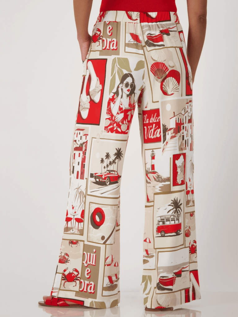 Monari Wide-Leg Trousers in Red Polaroid Print Discover the Elegant Monari Collection at Signature of Double Bay, Shop Stylish Knitwear, Dresses, and Tops Online from Sydney's Premier Mature Fashion Boutique