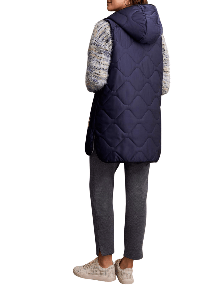 TRIBAL FASHION CANADA 2-in-1 Reversible Soft Quilted Puffer Vest Navy/Silver 3376 Official Tribal Fashion Canada Stockist Sydney Australia Online Buy Signature of Double Bay