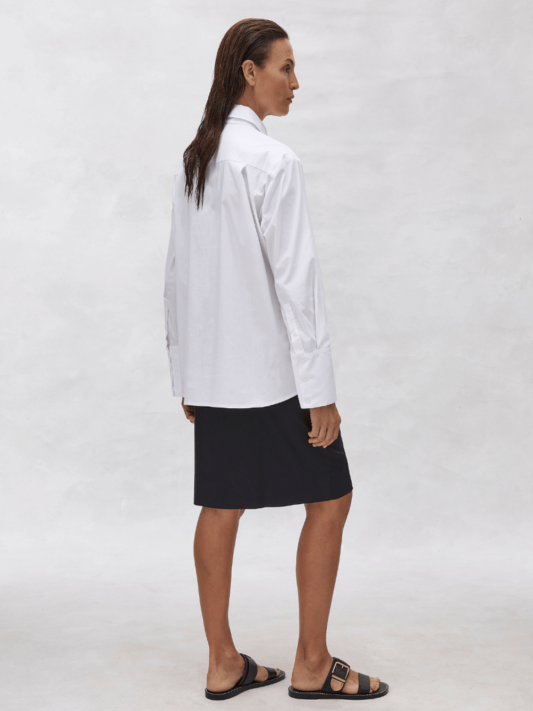 Mela Purdie Smooth Shirt in White 8560 Mela Purdie Stockist Online Australia Signature of Double Bay Tops Dresses Elegant Clothing