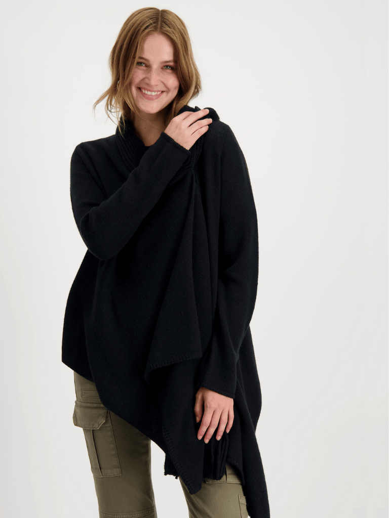 Monari Shawl Collar Cardigan in Black Discover the Elegant Monari Collection at Signature of Double Bay, Shop Stylish Knitwear, Dresses, and Tops Online from Sydney's Premier Mature Fashion Boutique