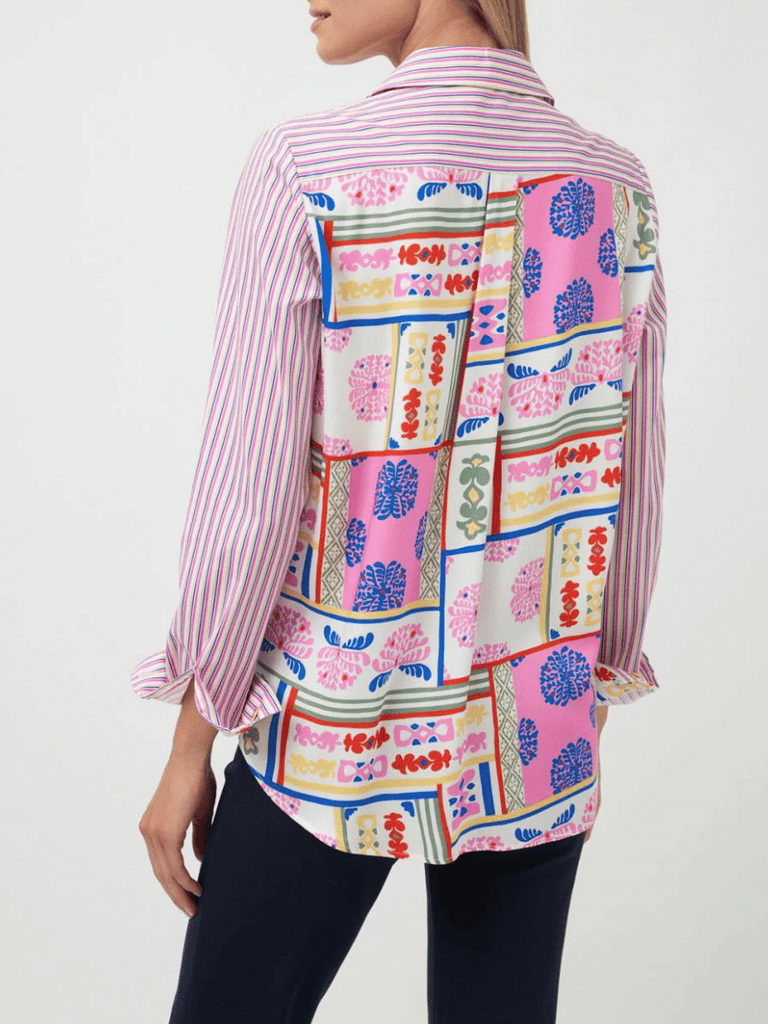 Tinta & Bariloche Long Sleeve Relaxed Fit Lorica Blouse in Pink and Blue Stripe Tinta and Bariloche online Australia Shop Tinta Bariloche shorts, dresses, tops online. Signature of Double Bay Fashion Tinta and Bariloche Online