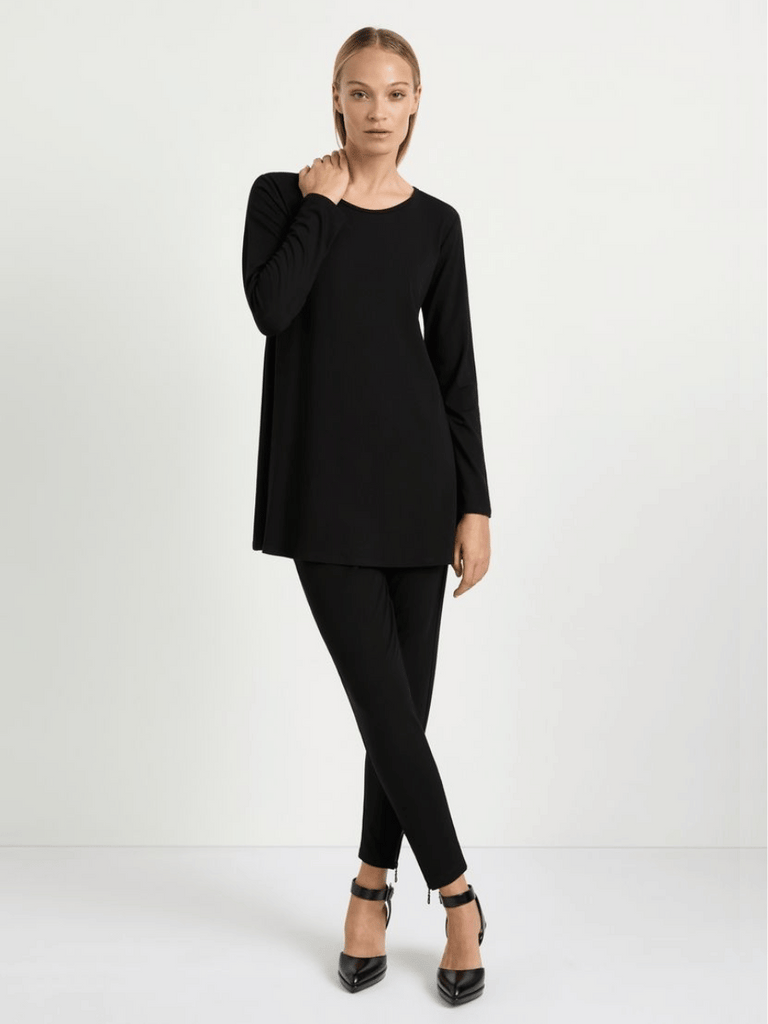 Long Sleeve Flared Top in Black 8467 Mela Purdie Stockist Online Australia Signature of Double Bay Tops Dresses Elegant Clothing