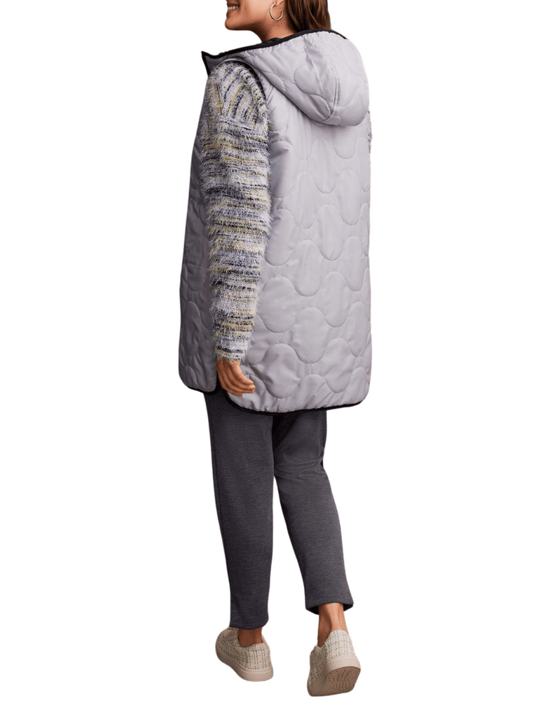 TRIBAL FASHION CANADA 2-in-1 Reversible Soft Quilted Puffer Vest Navy/Silver 3376 Official Tribal Fashion Canada Stockist Sydney Australia Online Buy Signature of Double Bay