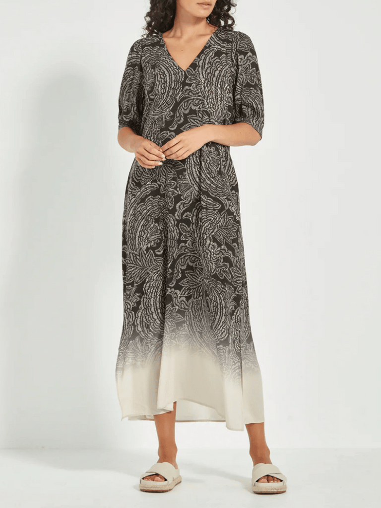VERGE Amara Dress in Black Ombre Print Verge Stockist Online Australia Signature of Double Bay Mature Fashion Acrobat Flattering