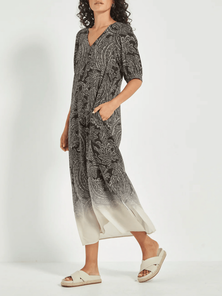 VERGE Amara Dress in Black Ombre Print Verge Stockist Online Australia Signature of Double Bay Mature Fashion Acrobat Flattering