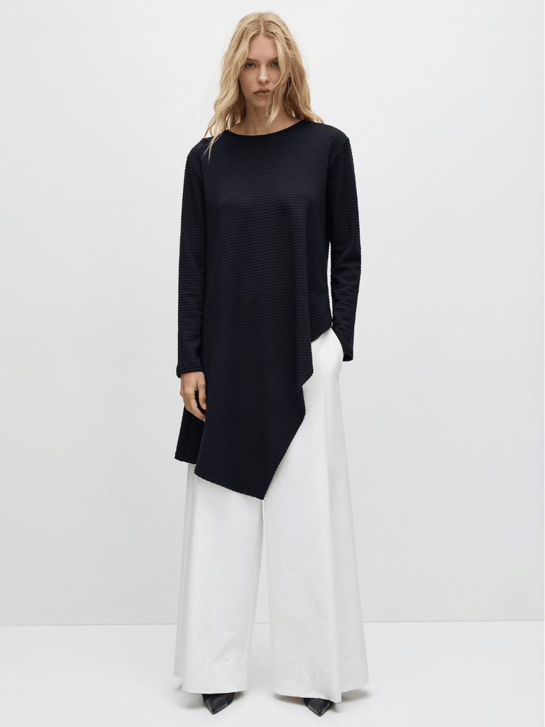 Mela Purdie Veil Sweater in Black Ridge Ponte 8675 Mela Purdie Stockist Online Australia Signature of Double Bay Tops Dresses Elegant Clothing