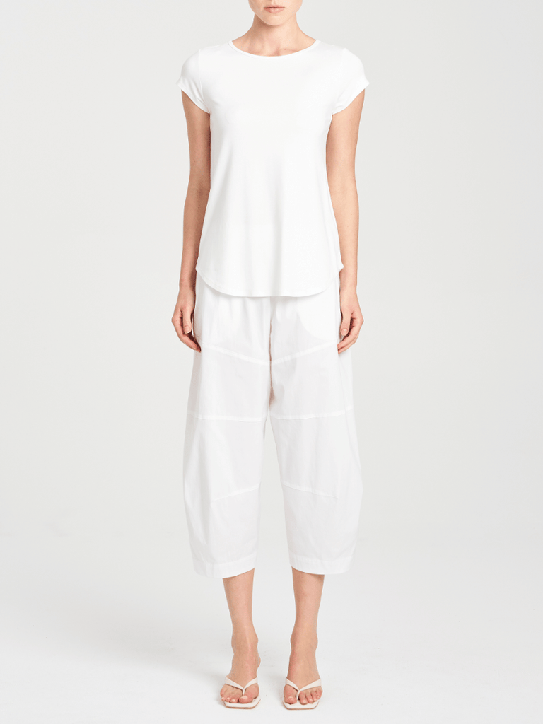 Mela Purdie V Neck Cap Sleeve Cafe T in White 2135 Mela Purdie Stockist Online Australia Signature of Double Bay Tops Dresses Elegant Clothing