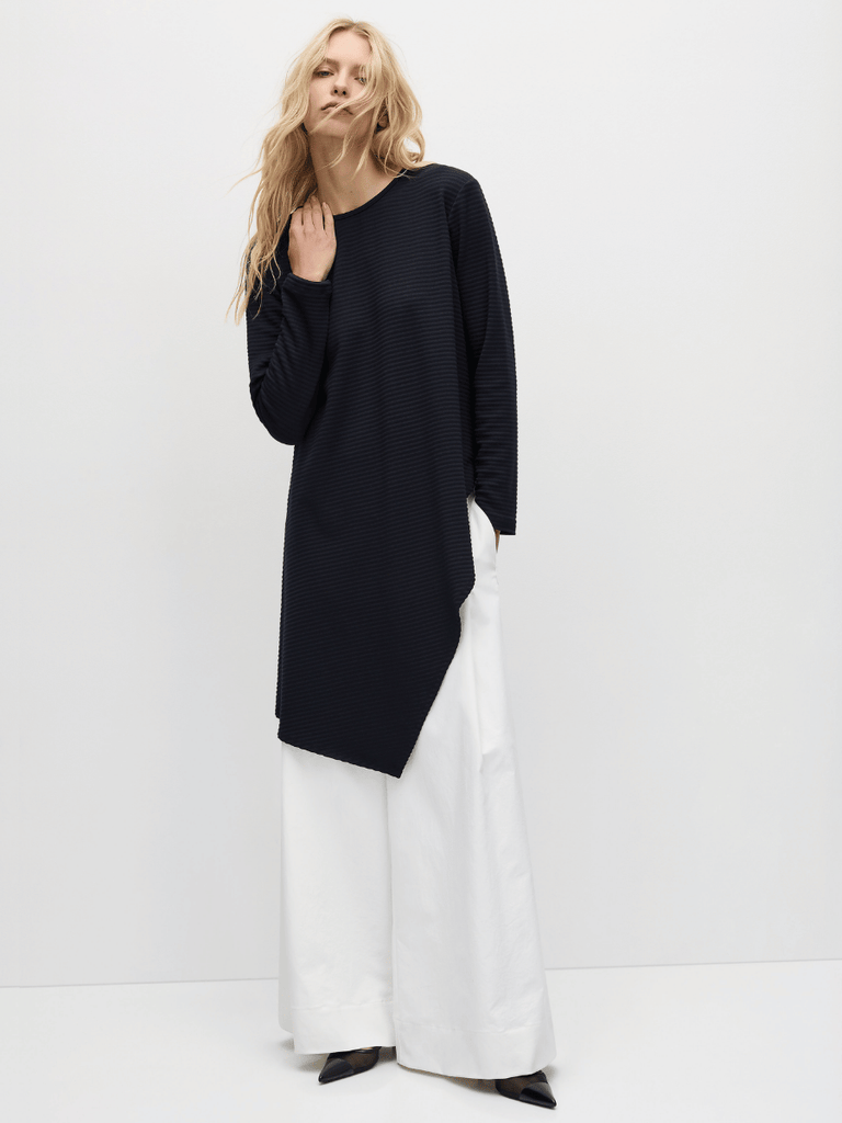 Mela Purdie Veil Sweater in Black Ridge Ponte 8675 Mela Purdie Stockist Online Australia Signature of Double Bay Tops Dresses Elegant Clothing