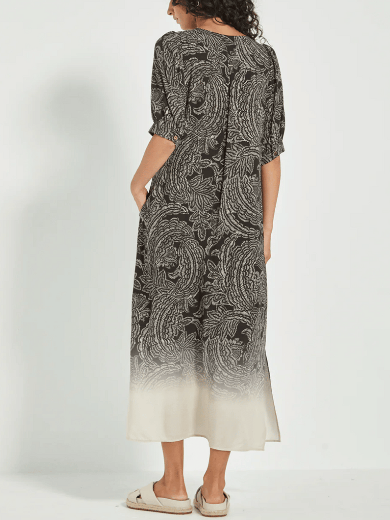 VERGE Amara Dress in Black Ombre Print Verge Stockist Online Australia Signature of Double Bay Mature Fashion Acrobat Flattering
