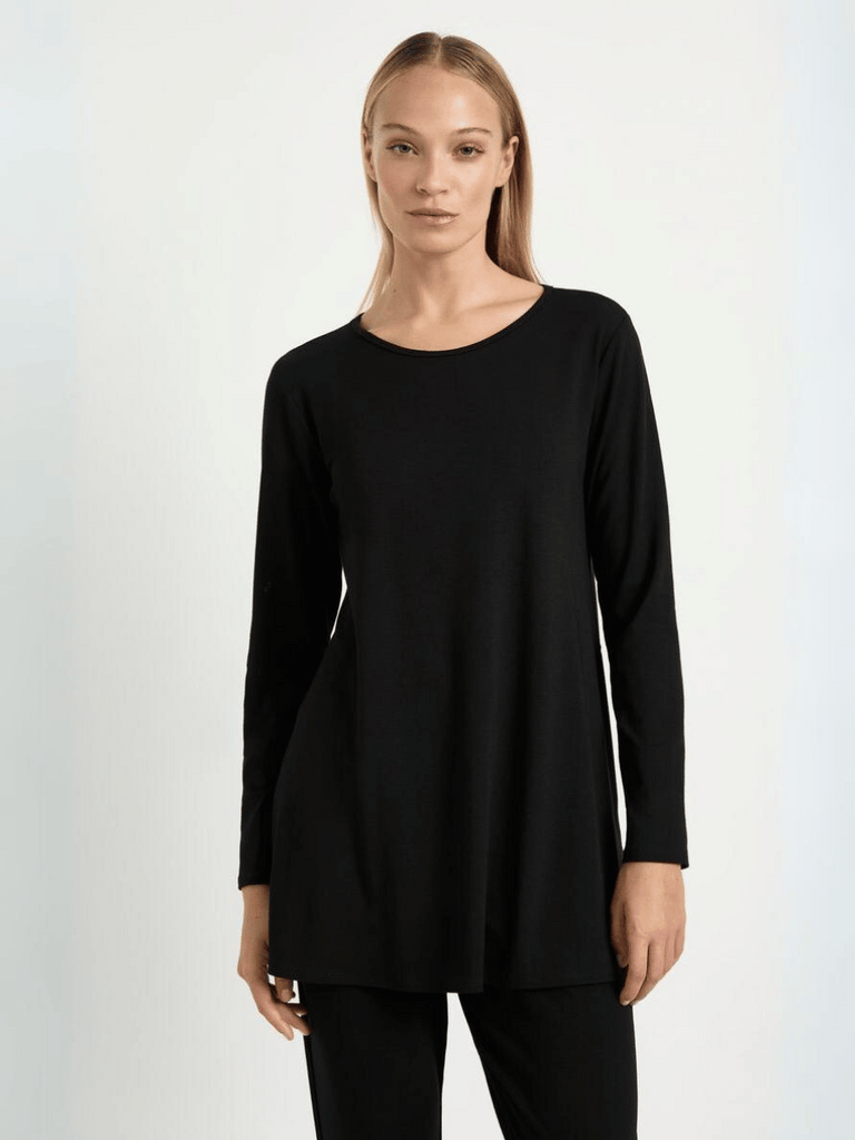 Long Sleeve Flared Top in Black 8467 Mela Purdie Stockist Online Australia Signature of Double Bay Tops Dresses Elegant Clothing