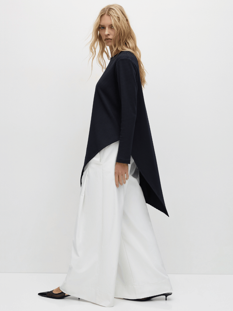 Mela Purdie Veil Sweater in Black Ridge Ponte 8675 Mela Purdie Stockist Online Australia Signature of Double Bay Tops Dresses Elegant Clothing