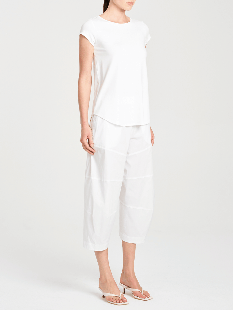 Mela Purdie V Neck Cap Sleeve Cafe T in White 2135 Mela Purdie Stockist Online Australia Signature of Double Bay Tops Dresses Elegant Clothing