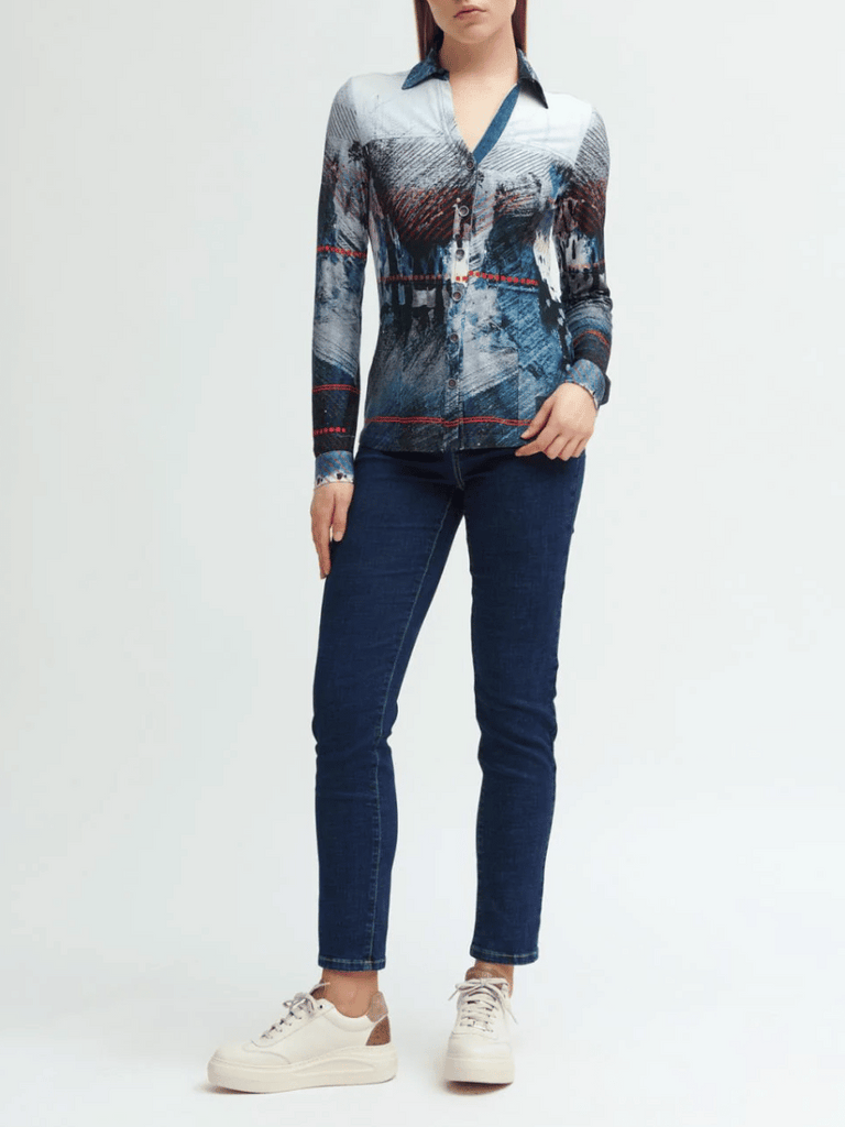 Rebecca Shirt in Blue Tinta and Bariloche online Australia Shop Tinta Bariloche shorts, dresses, tops online. Signature of Double Bay Fashion Tinta and Bariloche Online
