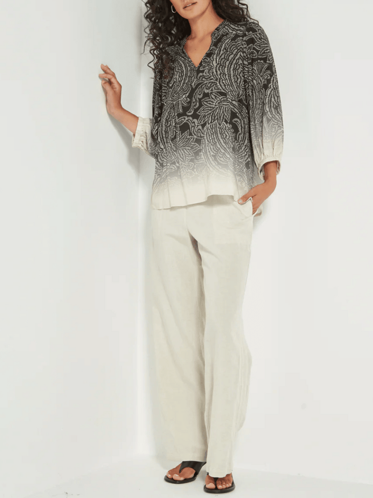 VERGE Relaxed Fit Amara Blouse in Black Ombre Print Verge Stockist Online Australia Signature of Double Bay Mature Fashion Acrobat Flattering