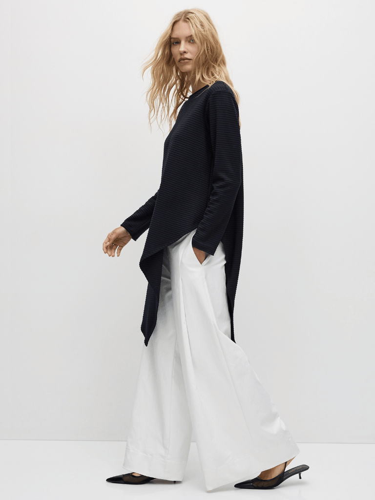 Mela Purdie Veil Sweater in Black Ridge Ponte 8675 Mela Purdie Stockist Online Australia Signature of Double Bay Tops Dresses Elegant Clothing