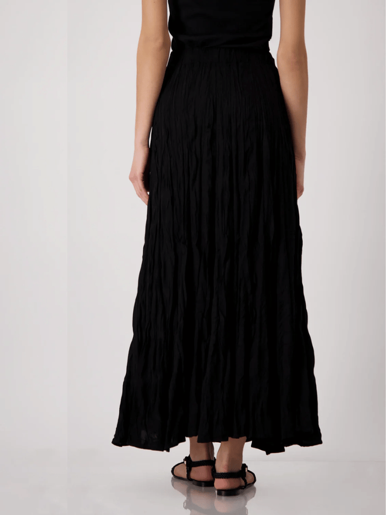 Monari Crushed Effect Elastic Waist Maxi Skirt in Black Discover the Elegant Monari Collection at Signature of Double Bay, Shop Stylish Knitwear, Dresses, and Tops Online from Sydney's Premier Mature Fashion Boutique