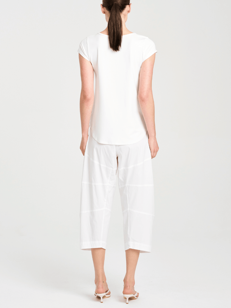 Mela Purdie V Neck Cap Sleeve Cafe T in White 2135 Mela Purdie Stockist Online Australia Signature of Double Bay Tops Dresses Elegant Clothing