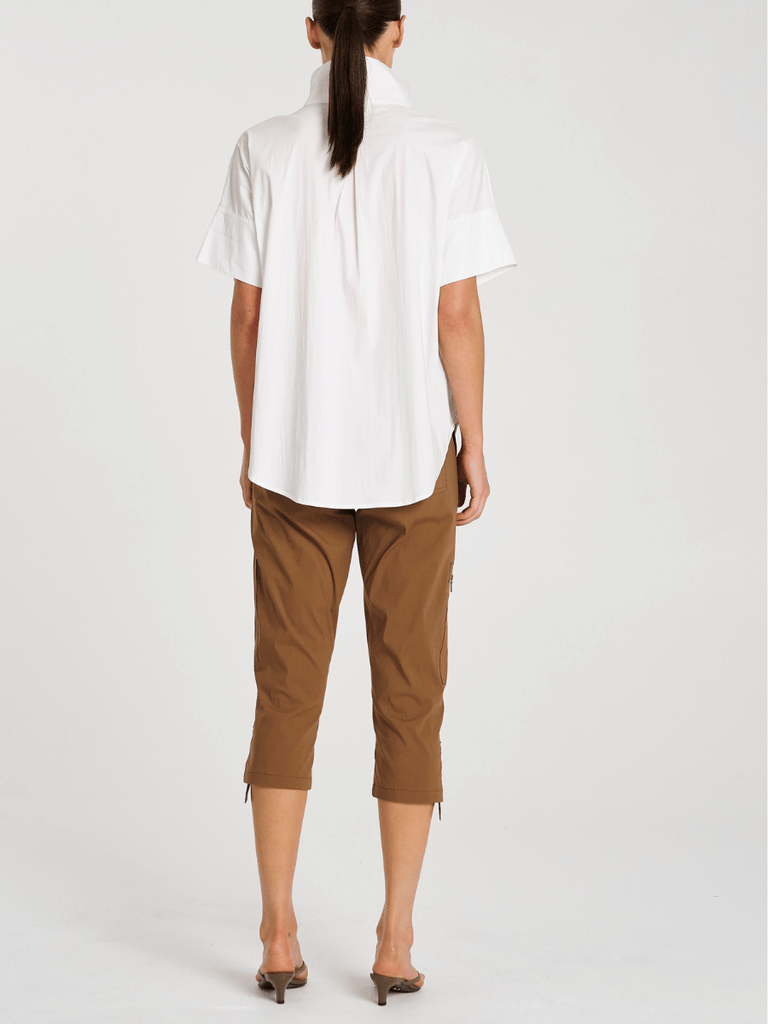 Mela Purdie Half Zip Shirt in White 8572 Mela Purdie Stockist Online Australia Signature of Double Bay Tops Dresses Elegant Clothing