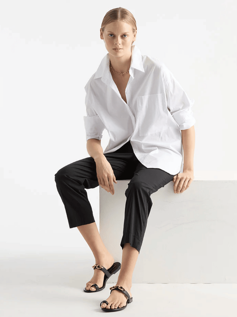 Mela Purdie Relaxed Button Front Pocket Shirt in White 8101 Mela Purdie Stockist Online Australia Signature of Double Bay Tops Dresses Elegant Clothing